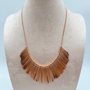 Goldtone Bar Bib Adjustable Metal Necklace 18-22”